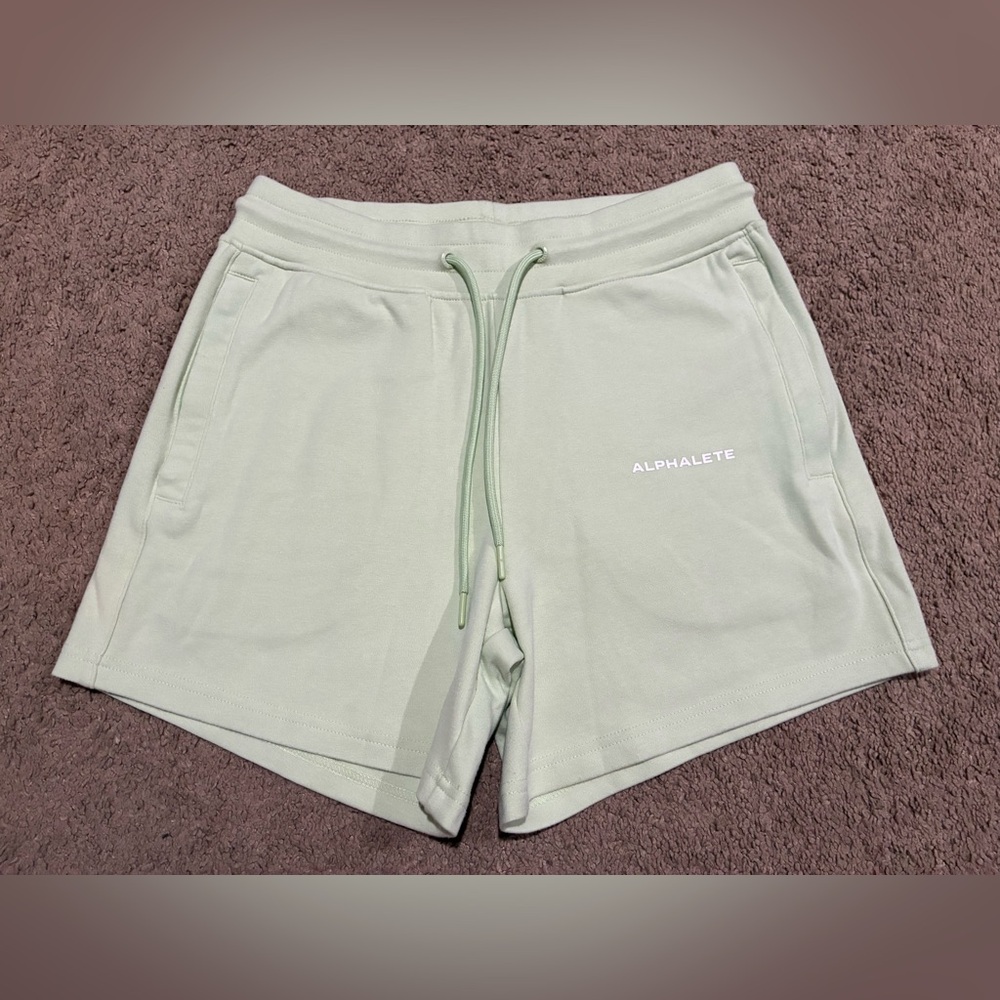Alphalete Womens Size L Essential Core Athletic Sweat Shorts Frozen Spring Green